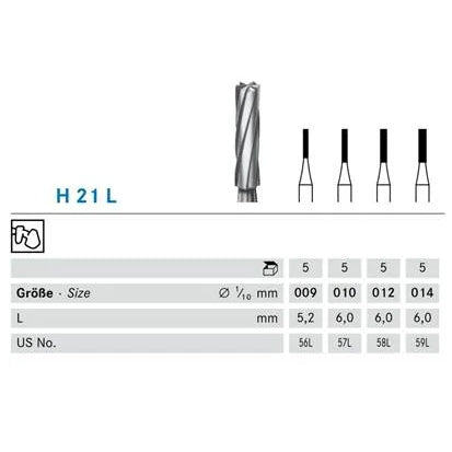 Cylinder tungsten carbide burs H21 KOMET